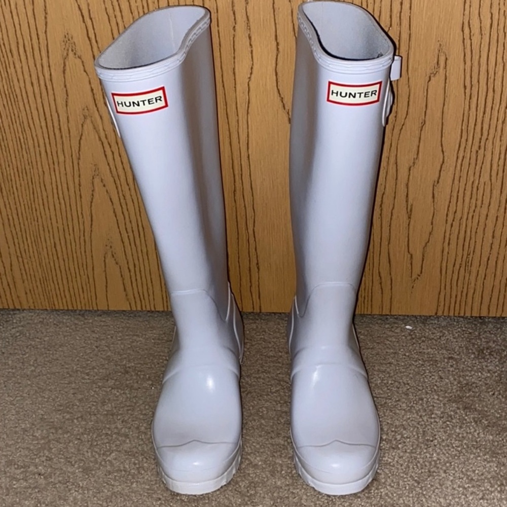 White Glossy Tall Hunter Boots
